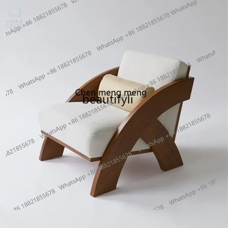 xx1New Chinese-style solid wood leisure reception chair Nordic sales office model room armchair