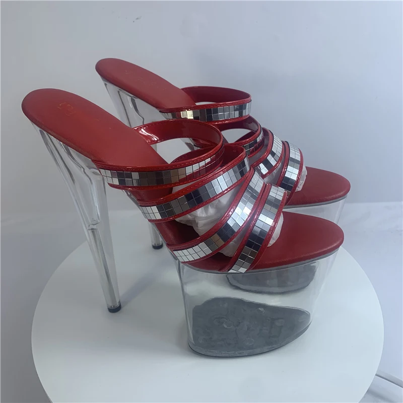 LAIJIANJINXIA-Pantoufles à Talons Hauts pour Femme, Chaussures de Pole Dance, Partie Supérieure en PU, Chaussures de ixSexy, 20cm, 8 pouces, E116, Nouveau