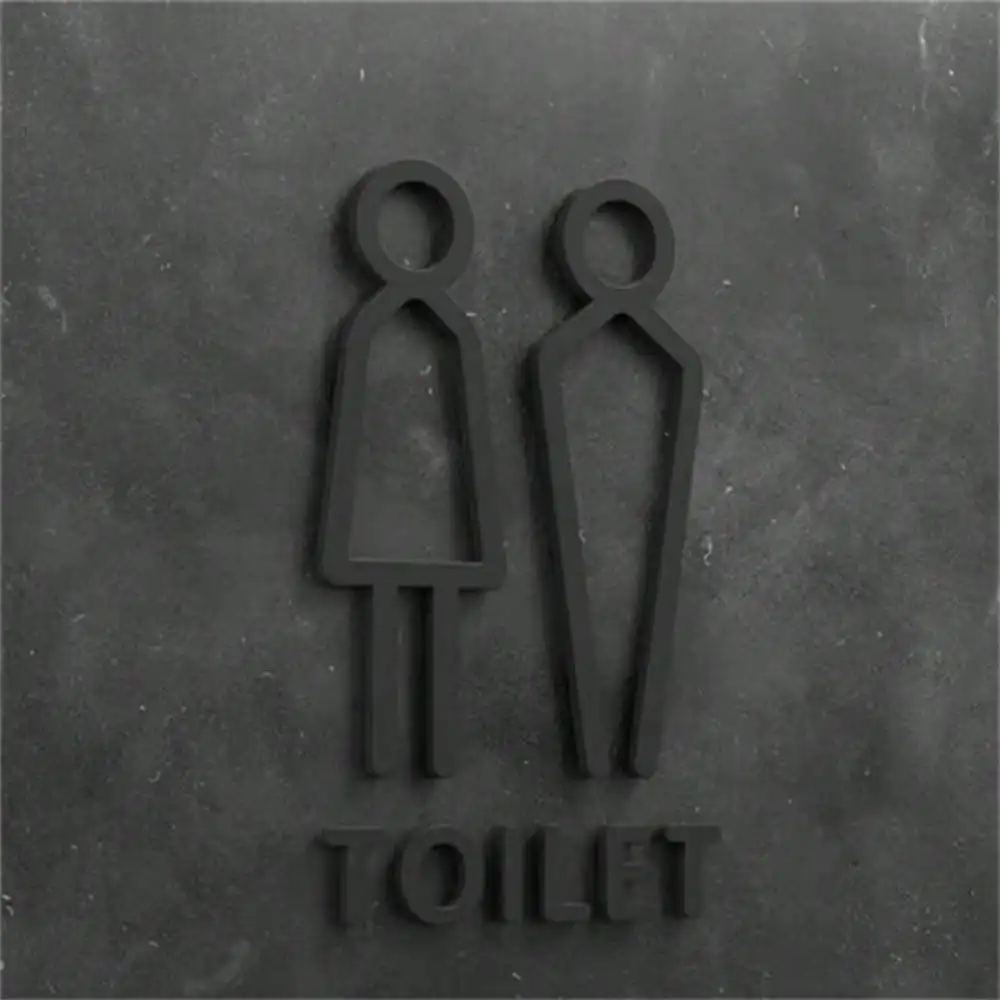 Acrylic 2D Arrow Toilet Sign Waterproof Self-Adhesive Bathroom Decor Gender Symbol Modern Wall Sticker Business