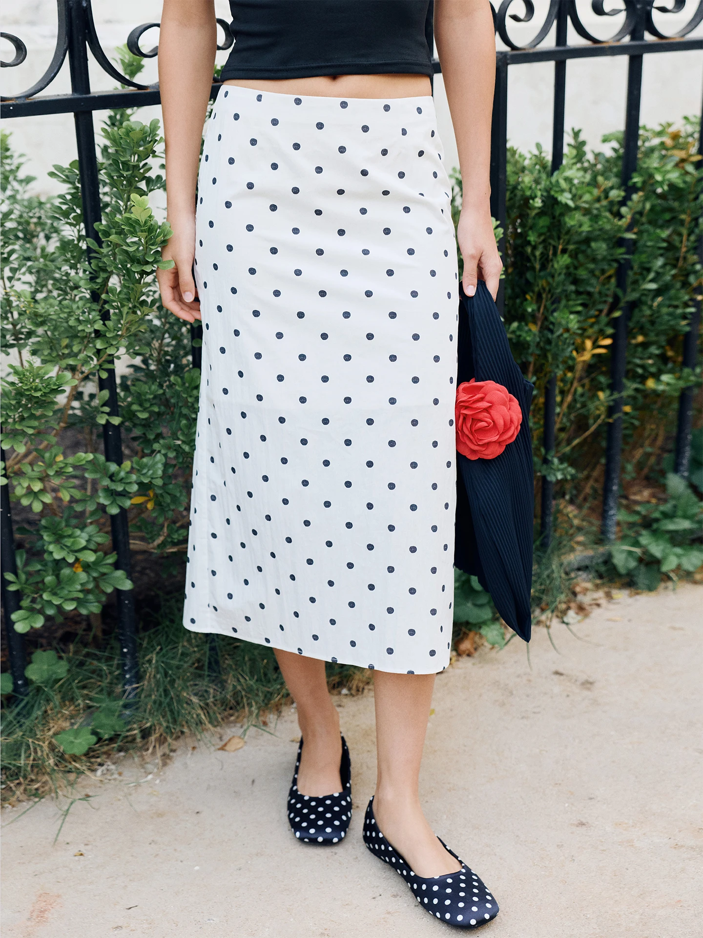 

Классическая прямая длинная белая юбка в горошек с эффектом похудения, облегающая, А-силуэт, весна-лето, женская модная одежда