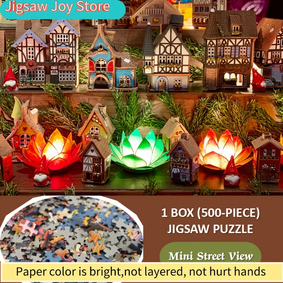 1 Caixa de Peças de Quebra-Cabeça de Papel - Encaixam Perfeitamente para Adultos, Jogo de 'Mini Vista da Rua' - Ideal para Festas, Família e Amigos
