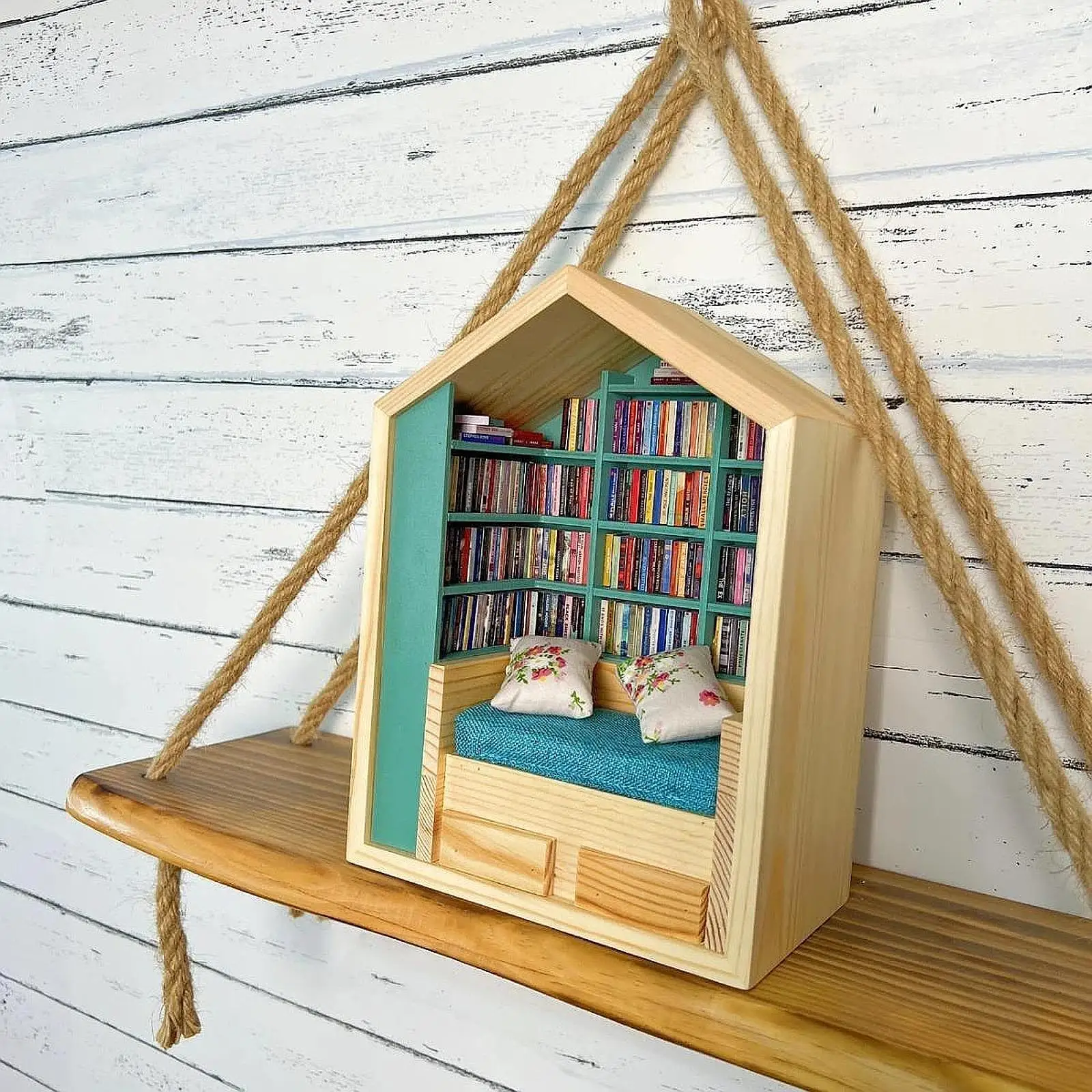 Mini Bookshelf Friend Gift Home Decor Versatile Study Keepsake Office Artwork Collectibles Table Decoration with 200x Mini Books