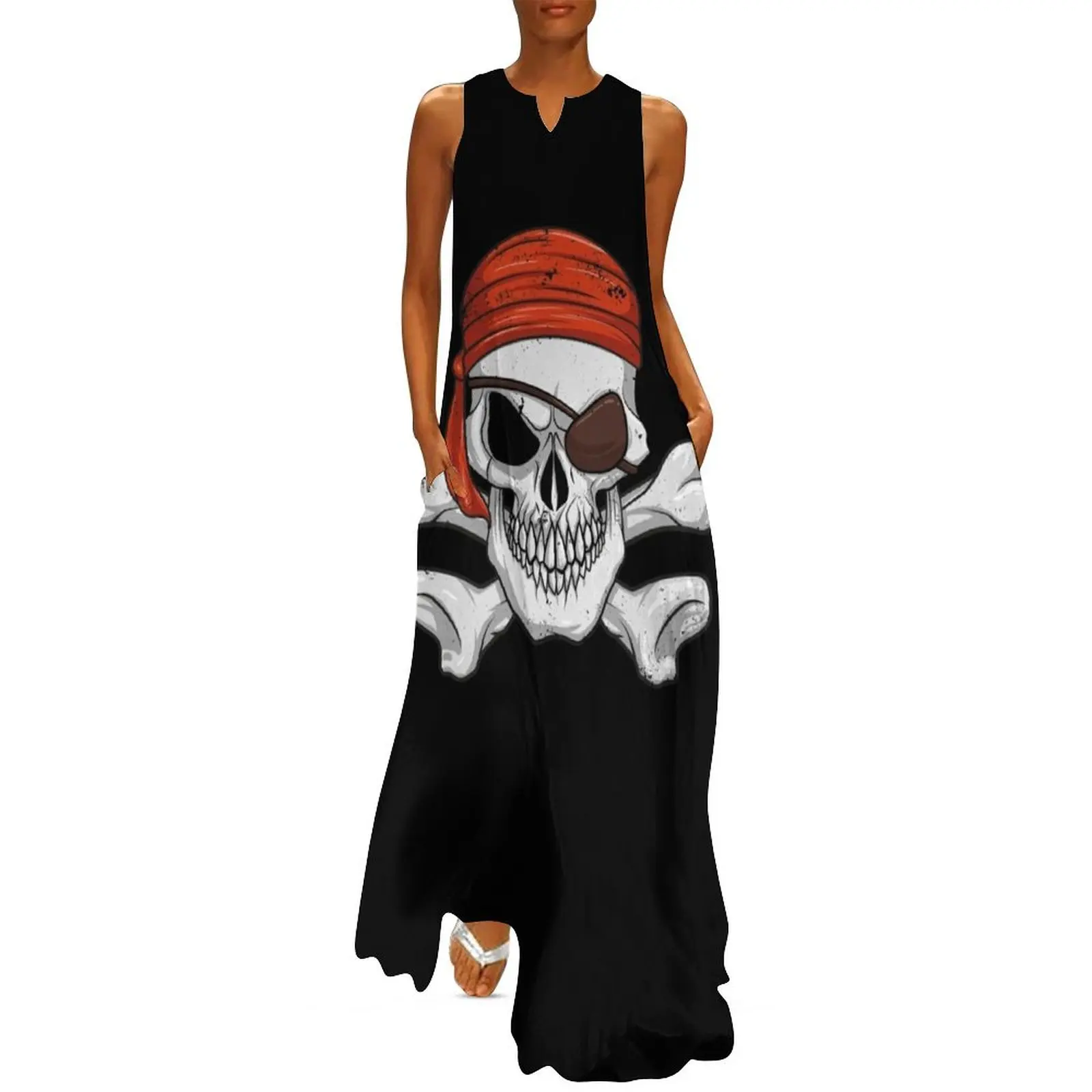 Pirate Skull & Crossbones Halloween Costume Pirate Eyepatch Gear Long Dress Elegant gowns dresses for women 2025