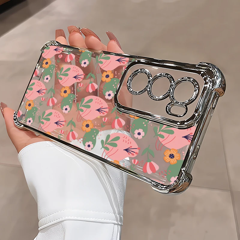 TPU Transparent Phone Case For Vivo V70 FE V23 V25 V40 Pro V60 V50 V29 Lite V29E Floral Painting Shockproof Clear Bumper Cover view 3