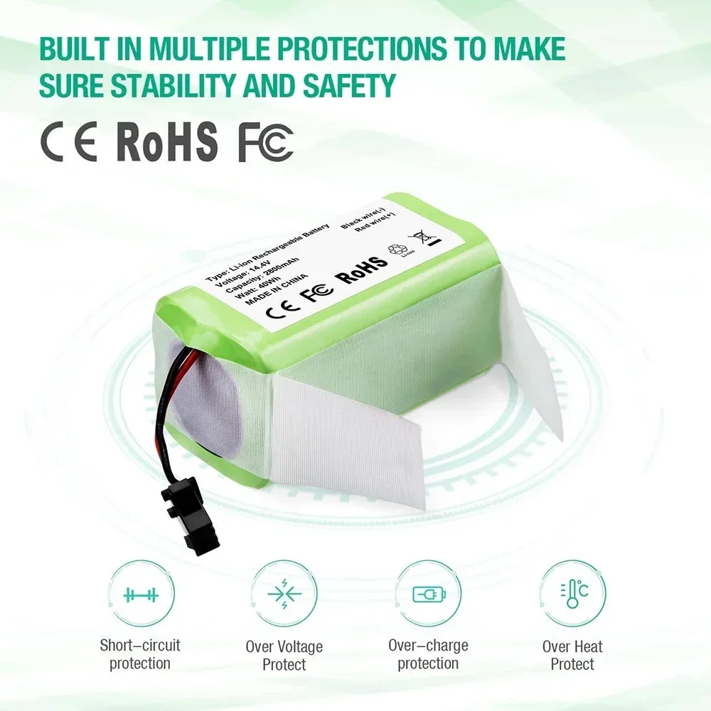 

Origing 14.4V 2600mAh Li-ion Battery for Conga Excellence 950 990 1090 1790 1990 Deebot N79S N79 DN622 Eufy Robovac 11S 12 X500