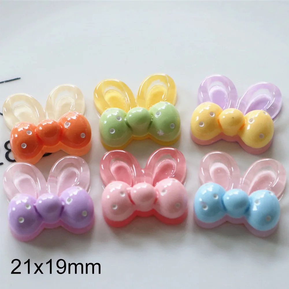 10PCS Clear Bowknot Ear Series Flat Back Resin Cabochons For Hairpin Scrapbooking DIY Jewelry Craft Decoration Accessories