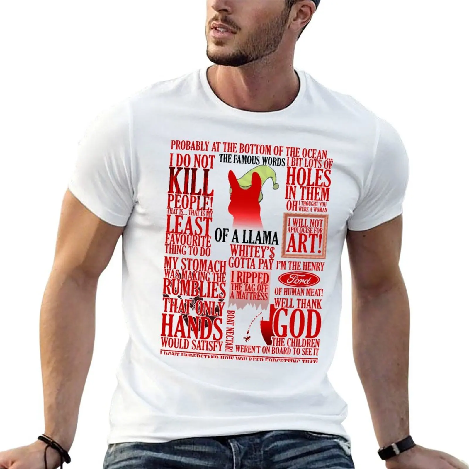 The Famous Words Of A Llama T-Shirt Regular Fit Plain Tee Shirt