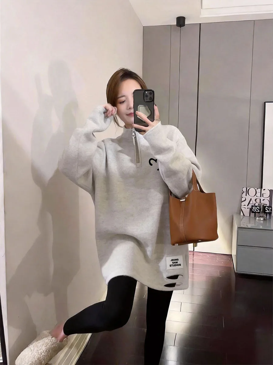 Women's Thermal Long Sleeve T-Shirt Mid-Length Cover Butt Unique Beautiful Inner Wear Casual Style Polyester Fiber