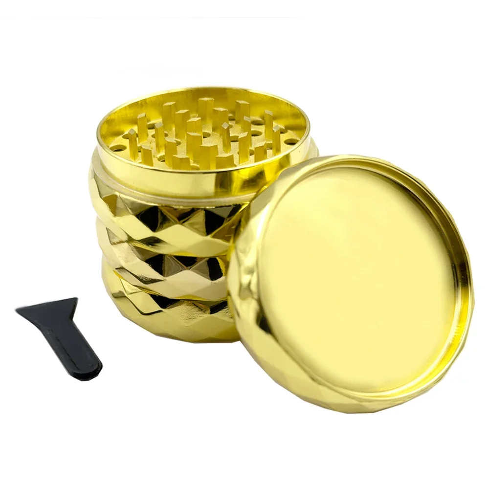 Herb Grinder Wavy Style Zinc Alloy Crucher 4 Parts Diamond 56mm Diameter Crusher Grinders Kitchen Cool Gadget