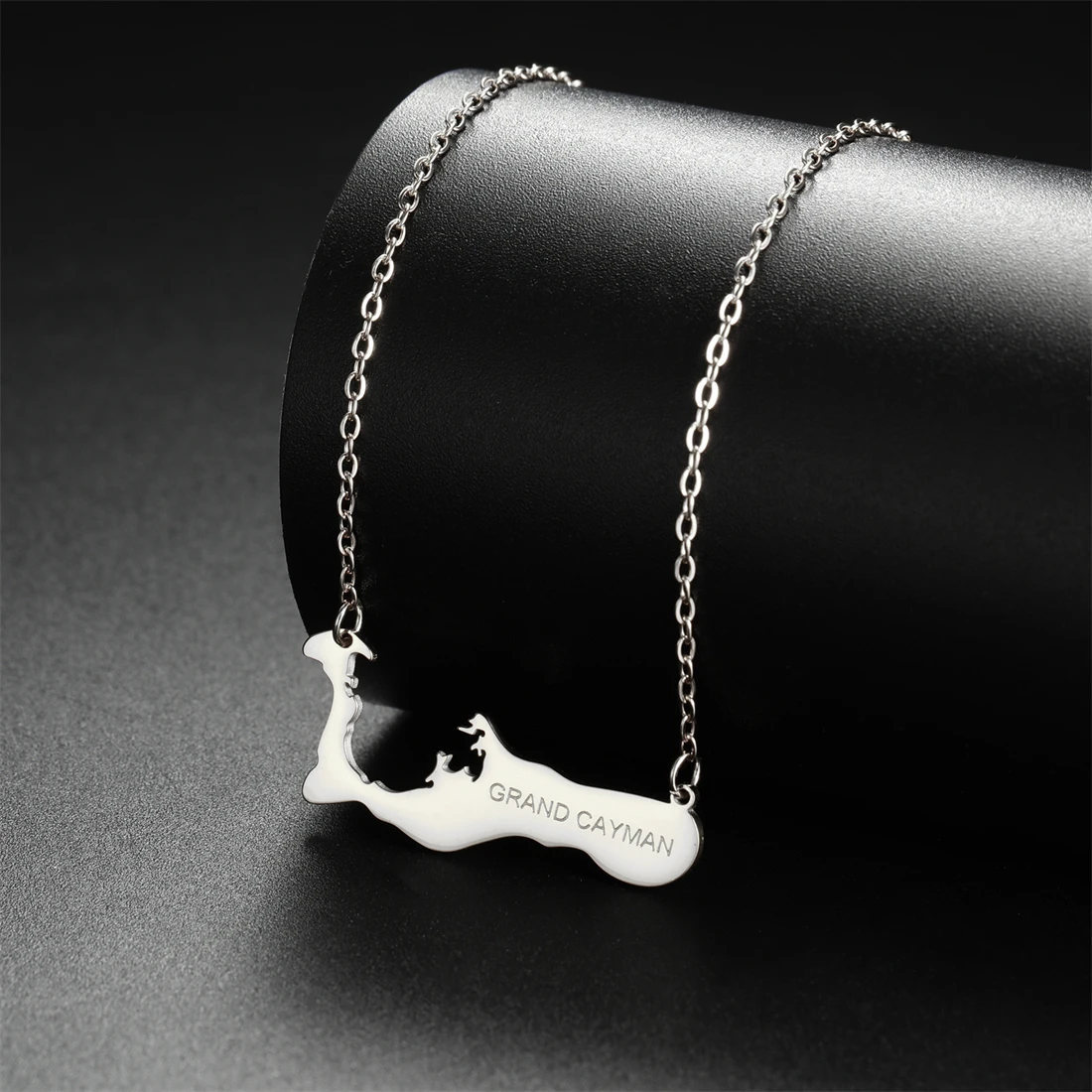 Grand Cayman Letter Britain Cayman Islands Map Necklaces Stainless Steel  Pendant Chain Ethnic Party Jewelry Gift