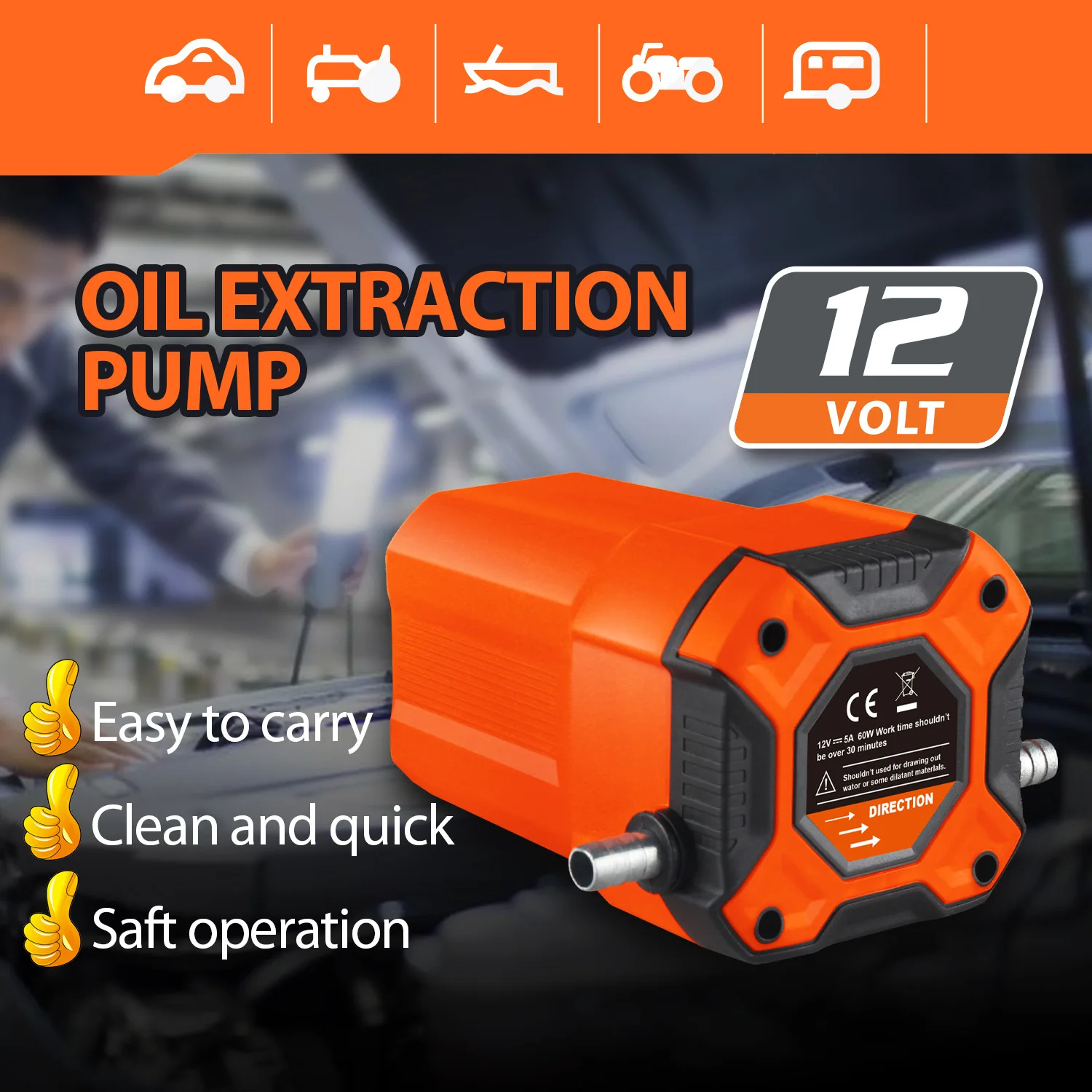 Pompe de transfert de carburant électrique portable 12V 60W, pompe à huile moteur, pompe à diesel, pompe d'extraction de liquides pour voiture, moto, bateau, marine, pompe à eau, pompe à eau salée, pompe d'aspiration