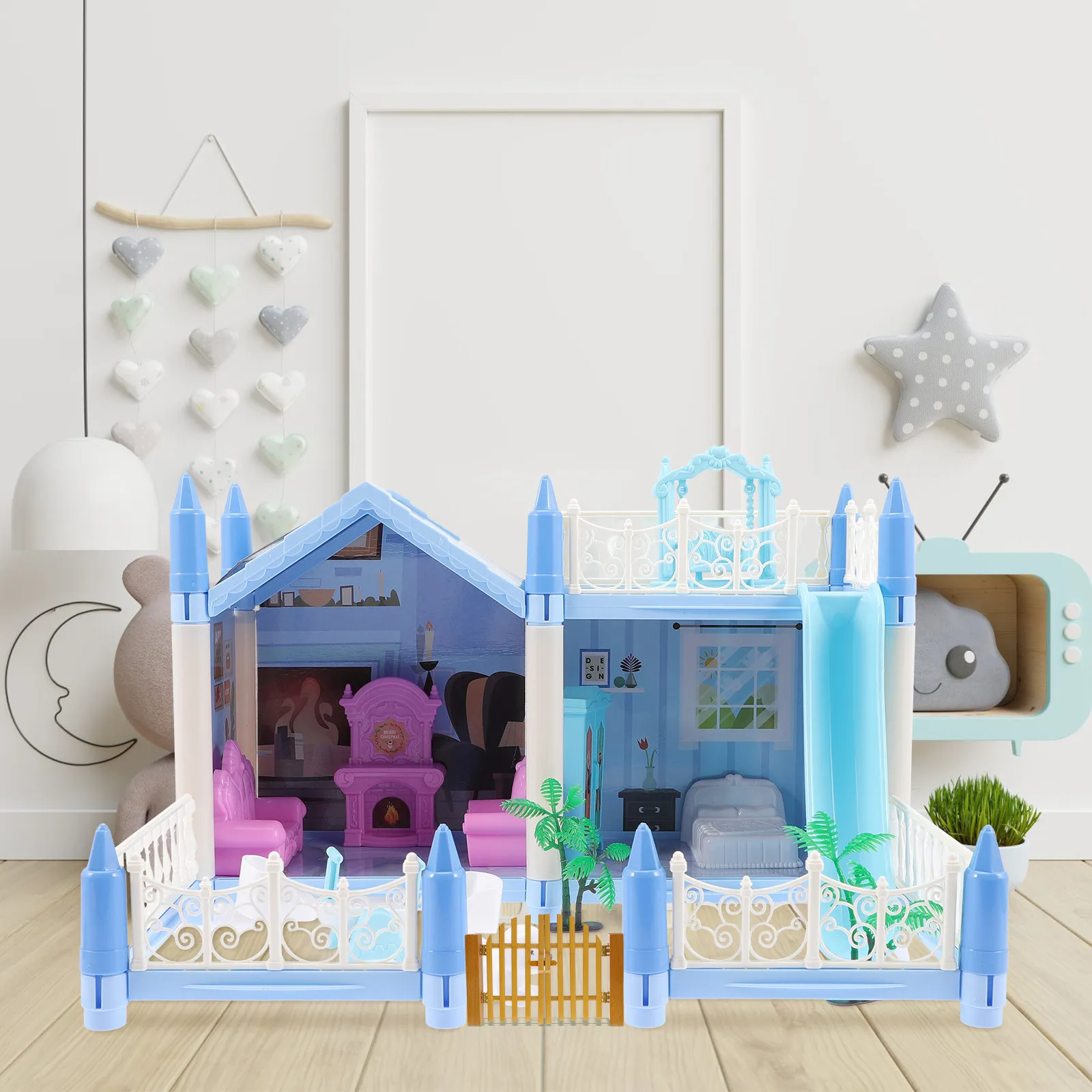 

1Pcs Mini House Gate Creative Wooden Door Sturdy Lightweight Birch Mini Furniture Decoration for Dollhouse Accessories
