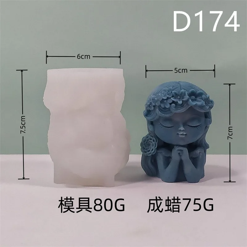 D174 Prayer Girl Candle Silicone Mold Gypsum form Carving Art Aromatherapy Plaster Home Decoration Mold Gift Handmade