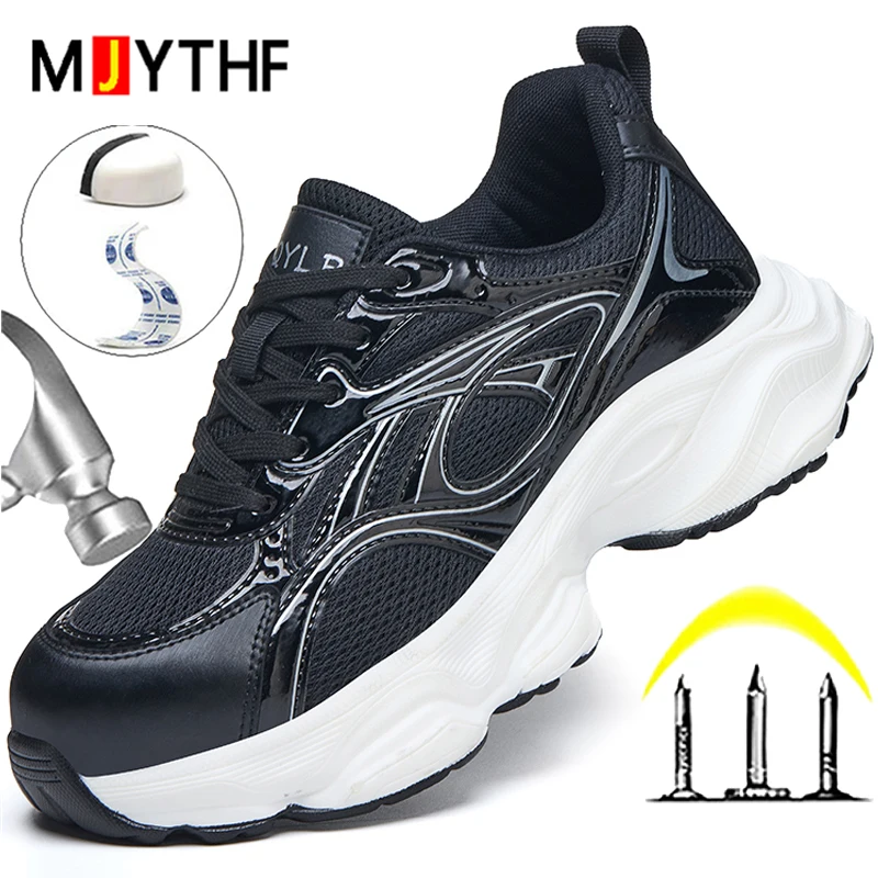 Fashion Women's Safety Shoes Anti-Smash Anti Puncture Work Shoes Lightweight Comfort Protection Shoes Work Sneakers Security image 2