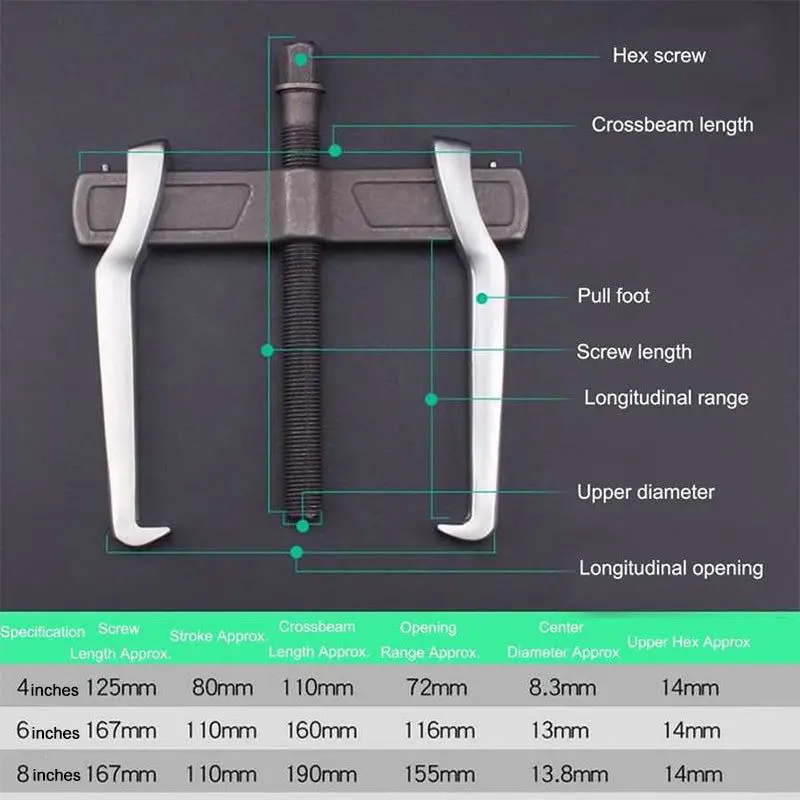 4/6/8 inch Forging Two Claw Puller Strengthen Bearing Rama Separate Lifting Device Multi Jaw Pull Code Extractor Repair Tools