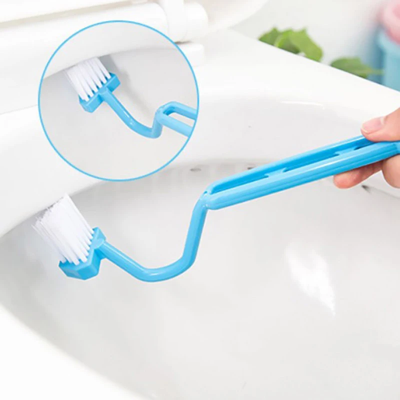 1pcs Portable Curved Bathroom Cleaning Brush Cleaning Accessories Bathroom Brush Angle Handle Curved Brush Toilet Brush