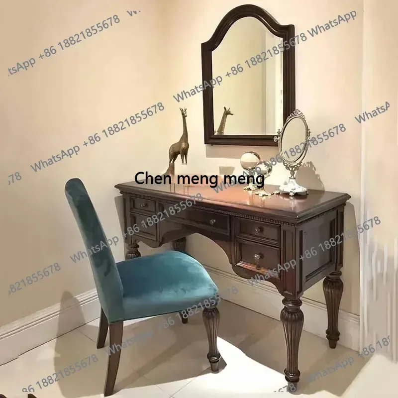 

Luxury Drawer Vanity Table Vintage Aesthetic Solid Makeup Cabinet Bedroom Space Saving Storage Schminktisch Trendy
