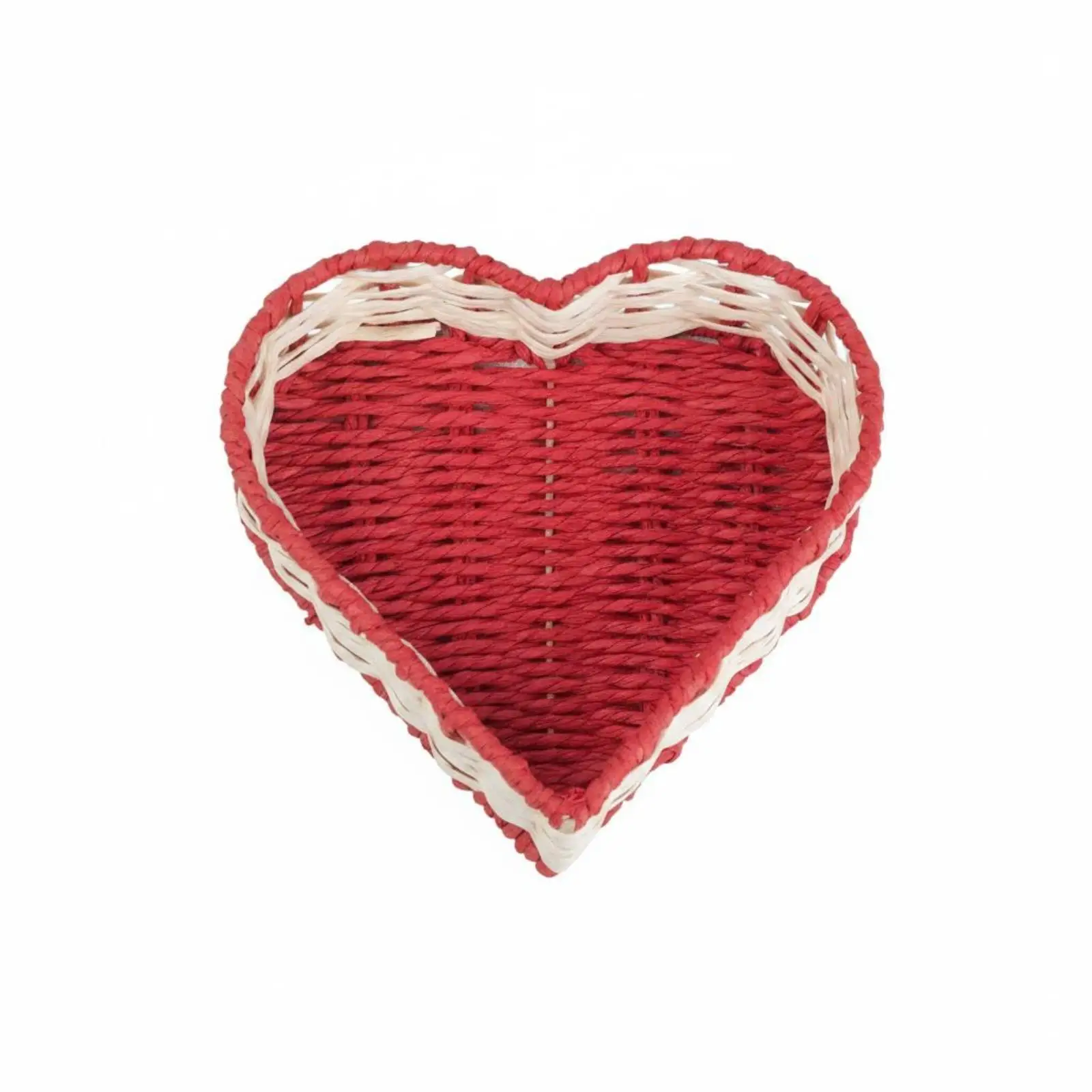 Handmade Paper Rope Storage Basket Heart-shaped Bin Decorative Storage Box for Cosmetics Desk Essentials Living Room