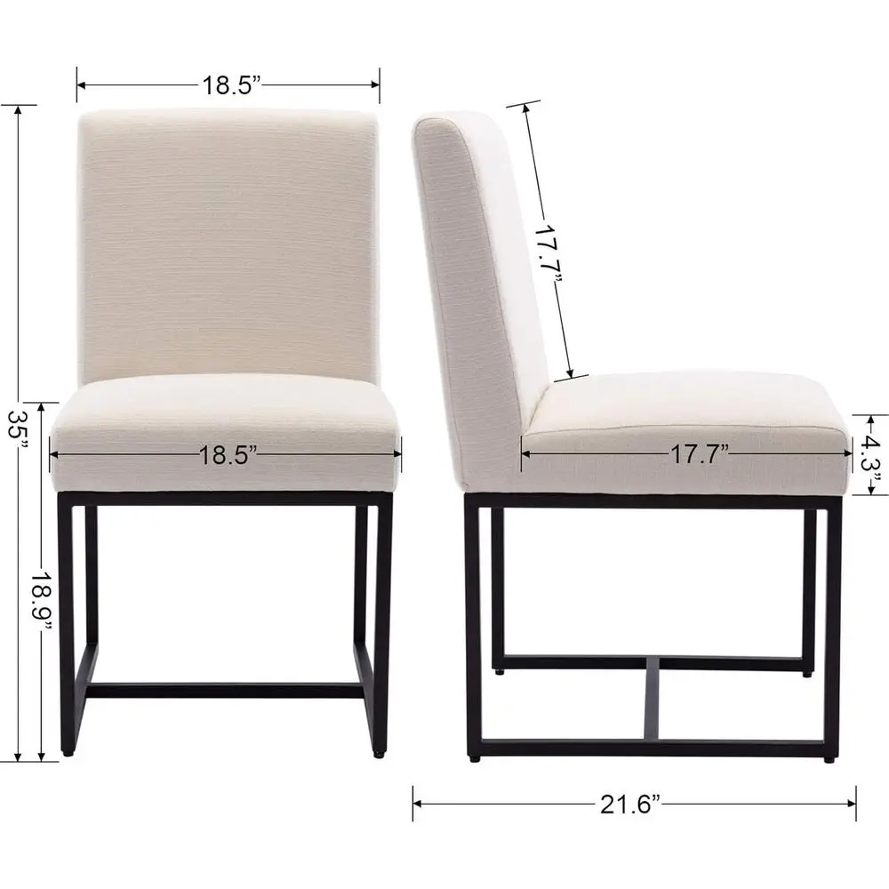 ern Linen Dining Chair Set o 4, Century Dining Room Chairs abric Upholstered ArmlSide Chair with Black Sled Base or Dining Room,