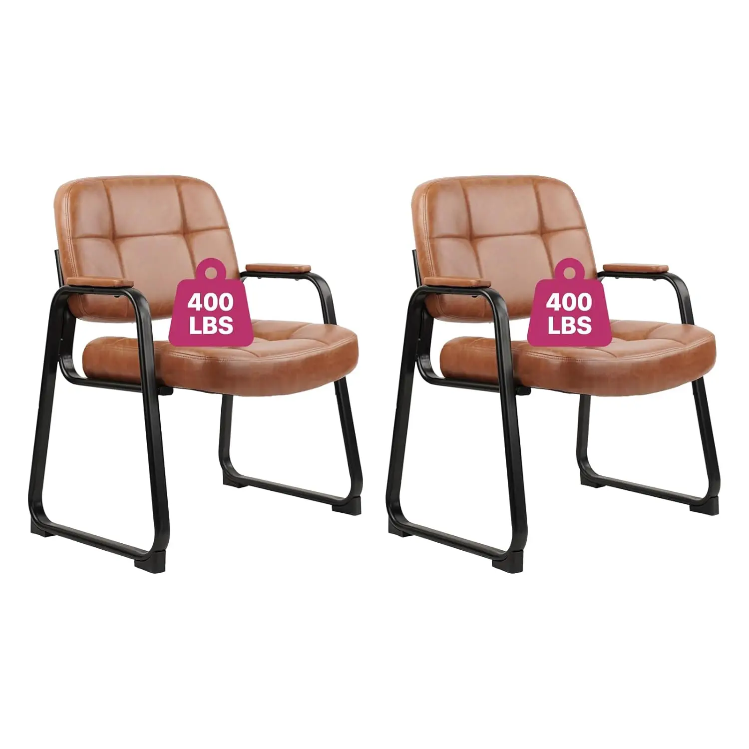 

Большое кожаное кресло для гостей без колес, с широким сиденьем и мягкими подлокотниками, для лобби, офиса, зала ожидания, 2 шт., на заказ