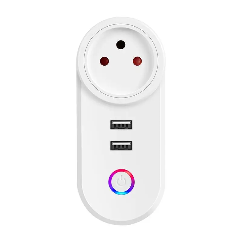 ABLU-Israel Plug Tuya Smart Home 16A Wifi Smart Plug Power Socket USB Charge Outlet Timing Voice Control For Alexa