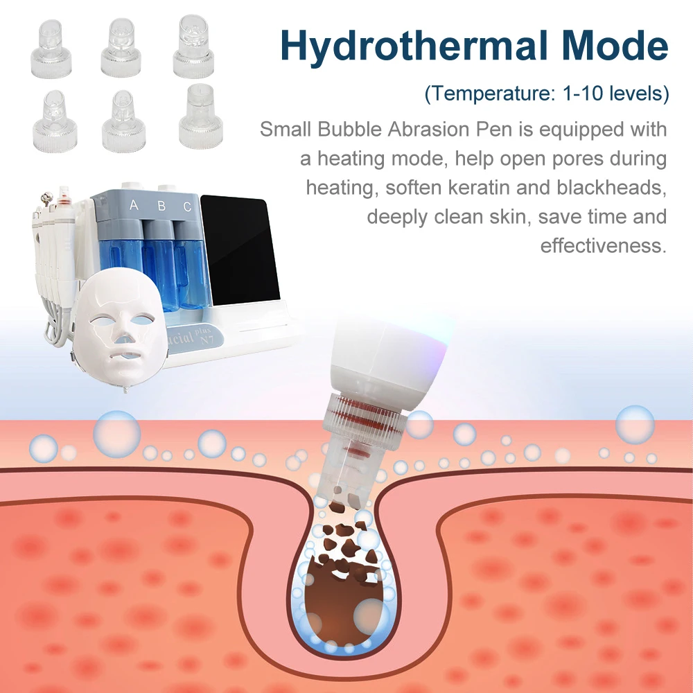 7IN1 Hydrogen Oxygen Facial Beauty Machine Small Bubble Hydra Face Care Vacuum Deep Cleaning Jet Water Dermabrasion RF Lifting