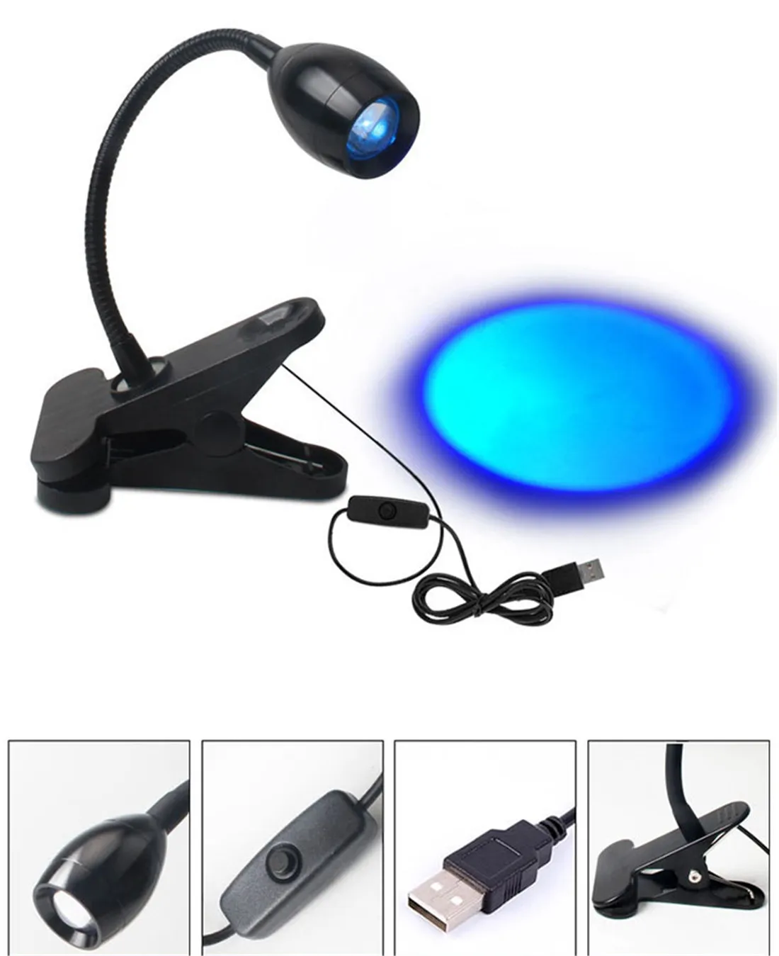 Portable LED Clip on USB Fishing Lights Focus in Focus out Zooming Night Fishing Lamp with blue or warm white output