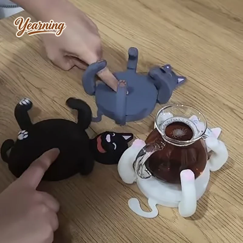

3D Printed Cat Coaster | Heat Resistant Mat for Coffee Table Home Living Room Cute Pet Decor