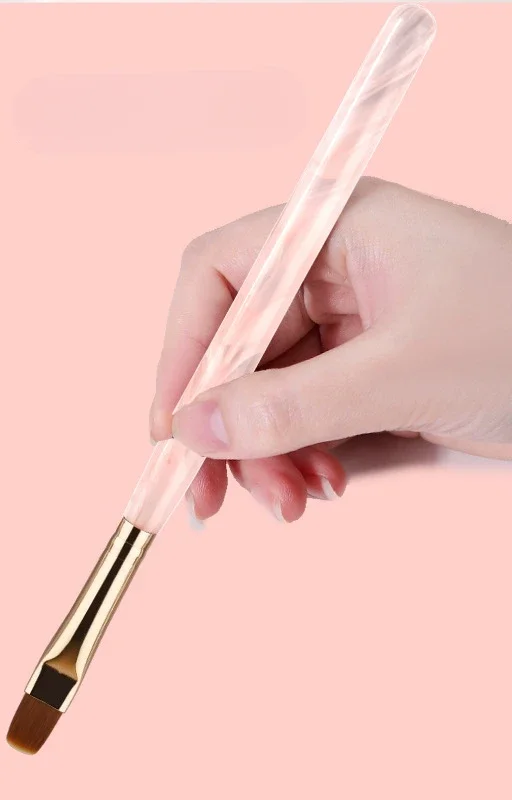 Pink White Simple Acylic Nail Brush Set Brush Pen Acrylic Handle Carving Powder Gel Liquid Salon Liner Brushes with Cap