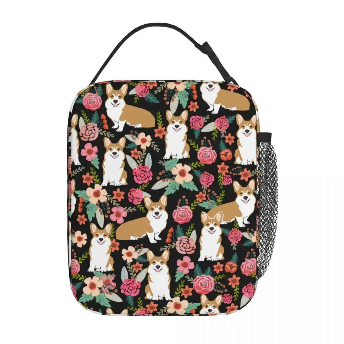 

Corgi Floral Dog Vintage Insulated Lunch Bags Leakproof Animal Reusable Thermal Bag Tote Lunch Box Office Picnic Girl Boy