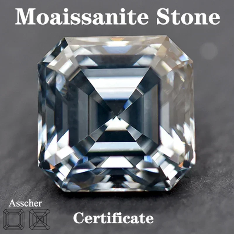 

Moissanite Stone Gray Asscher Cut with GRA Certificate for Pass Diamond Tester Gemstone Charms Advanced Jewelry Making Materials