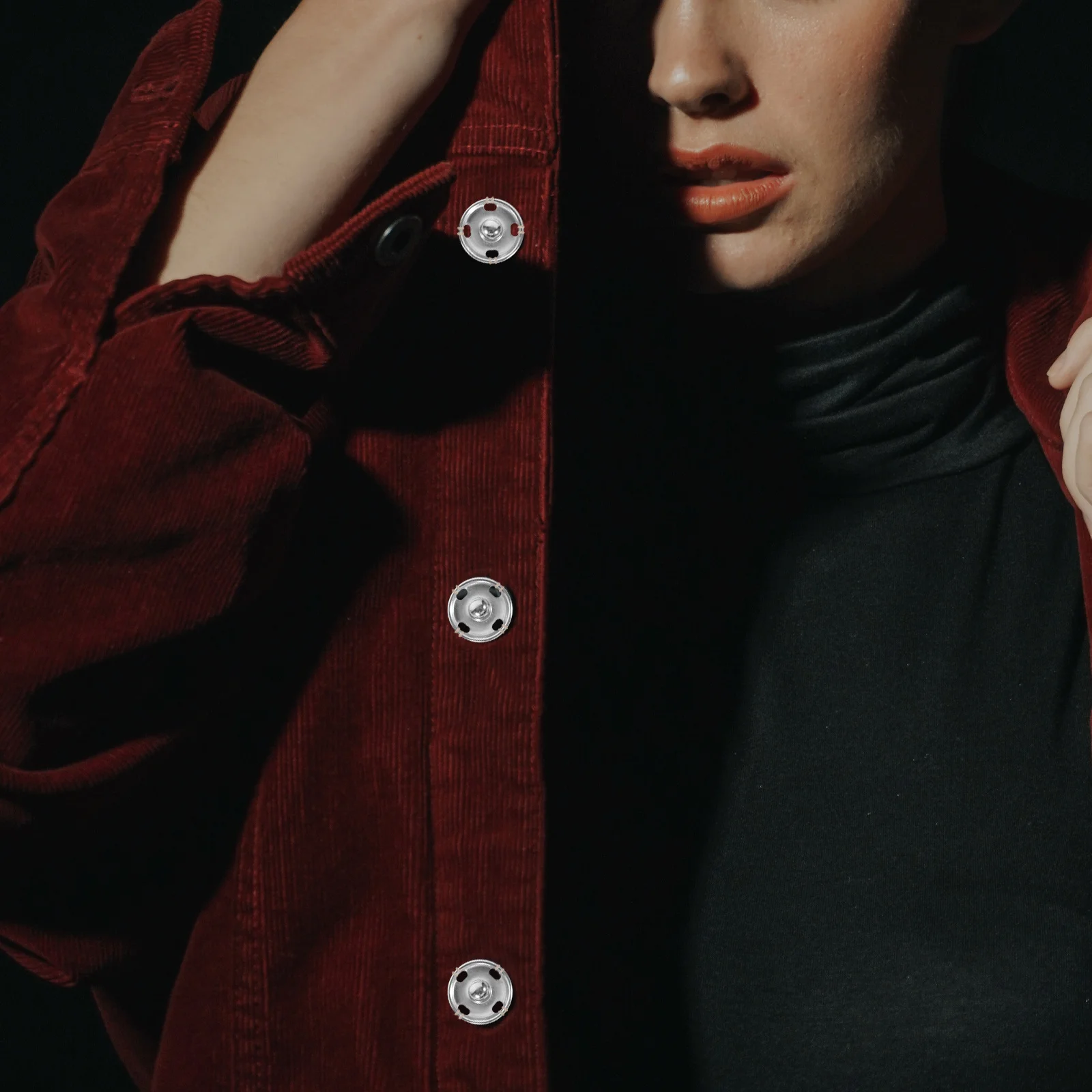 

50 set Metal Snaps Fasteners Brass Press Studs Buttons Sew On Snaps 2 Parts Round Craft Accessory 15Mm Silver Lightweight