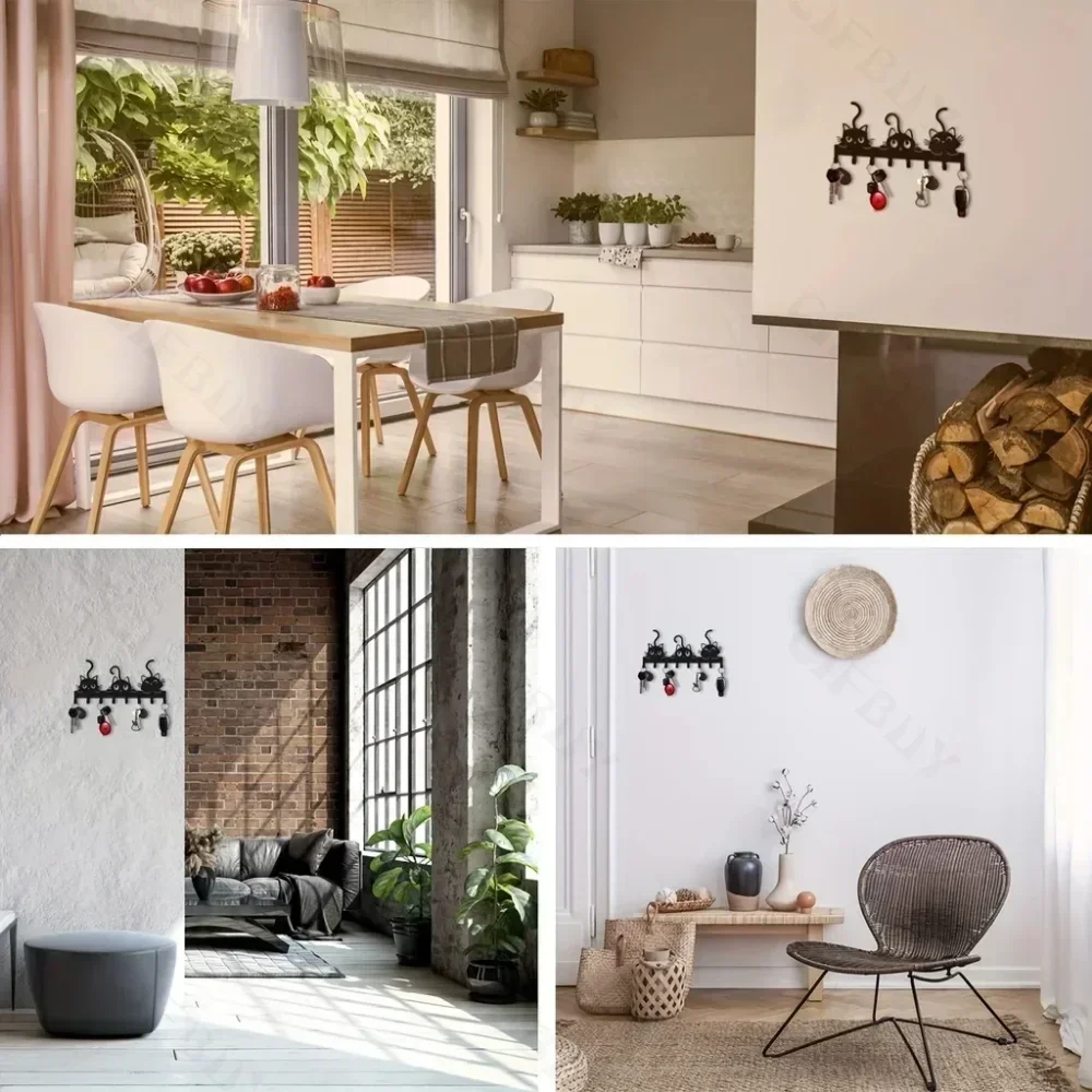 Wall Mounted Key Holder Cute Cat Key Rack Festive Atmosphere Cat Wall Rack Hook Household Key Coat Hanger Hook