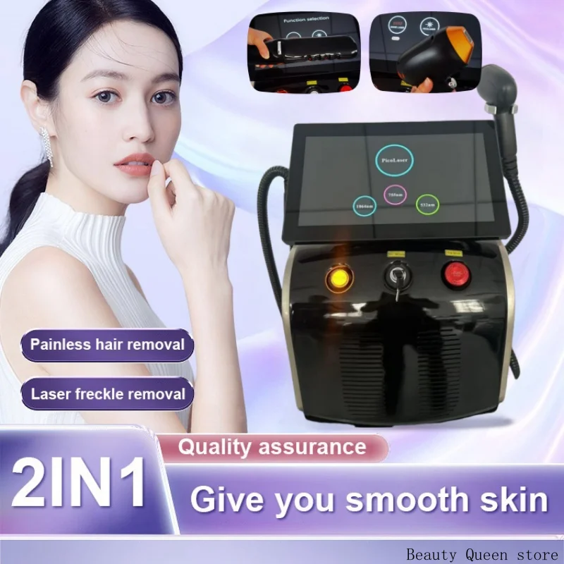 

2 in 1 Diode Laser Hair Remova Ice Painless Alexandrite Picosecond Laser Tattoo Removal Multi-function cooling system beauty