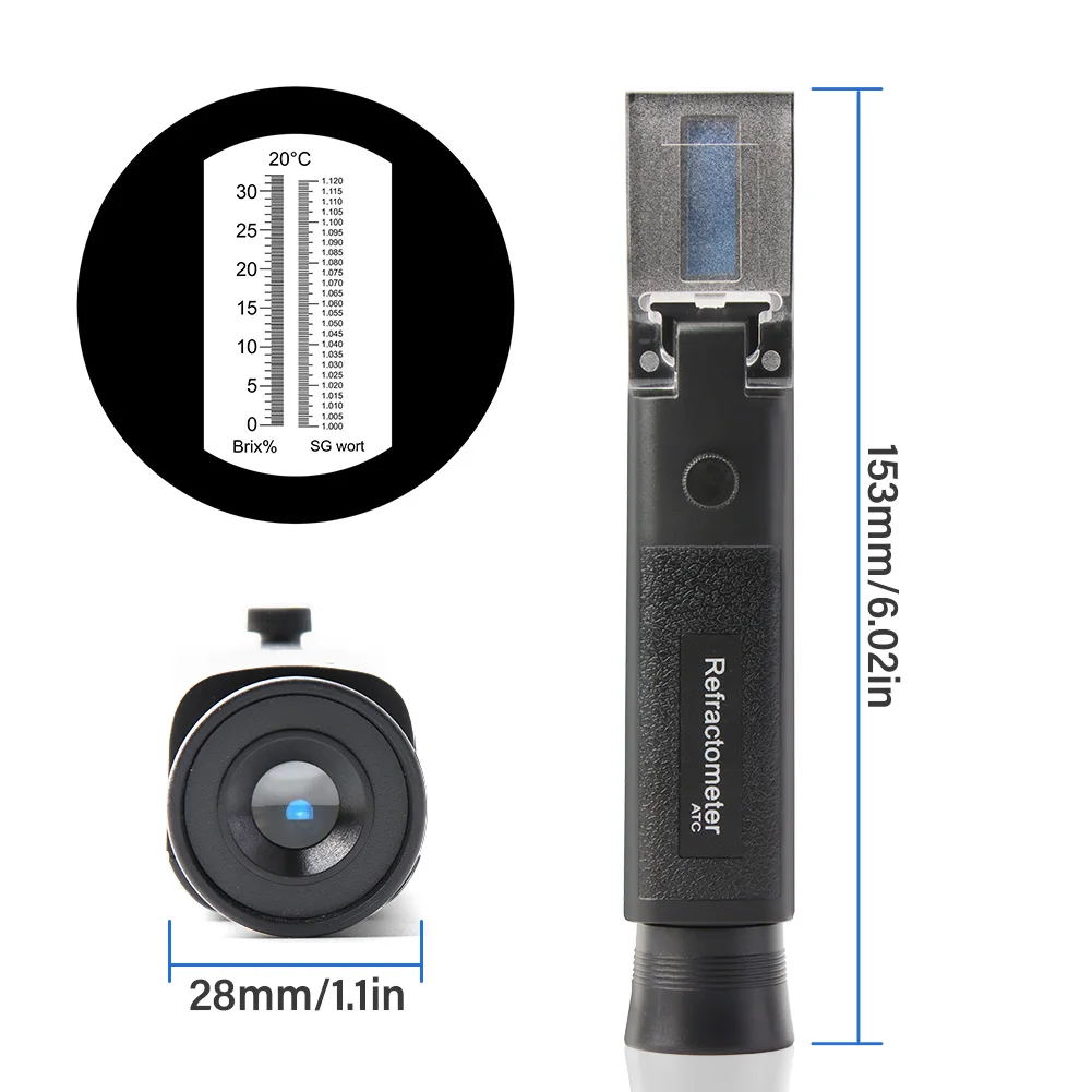 Yieryi rifrattometro per birra a doppia scala tenuto in mano 0-32% misuratore Brix 1.000-1.120 SG Wort Tester per la produzione di birra idrometro