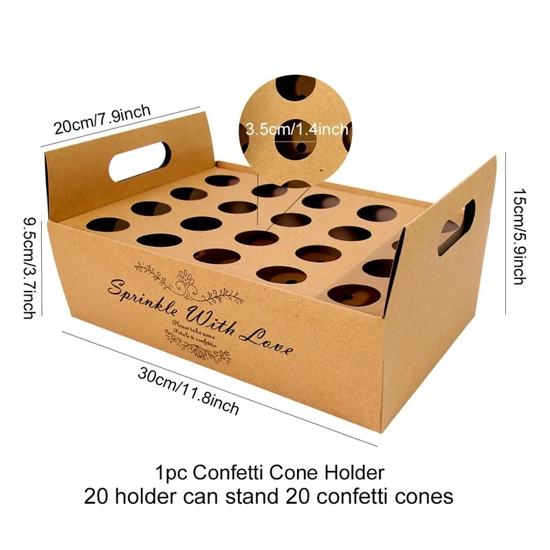 מעמד קונוסים לקונפטי בגימור עץ