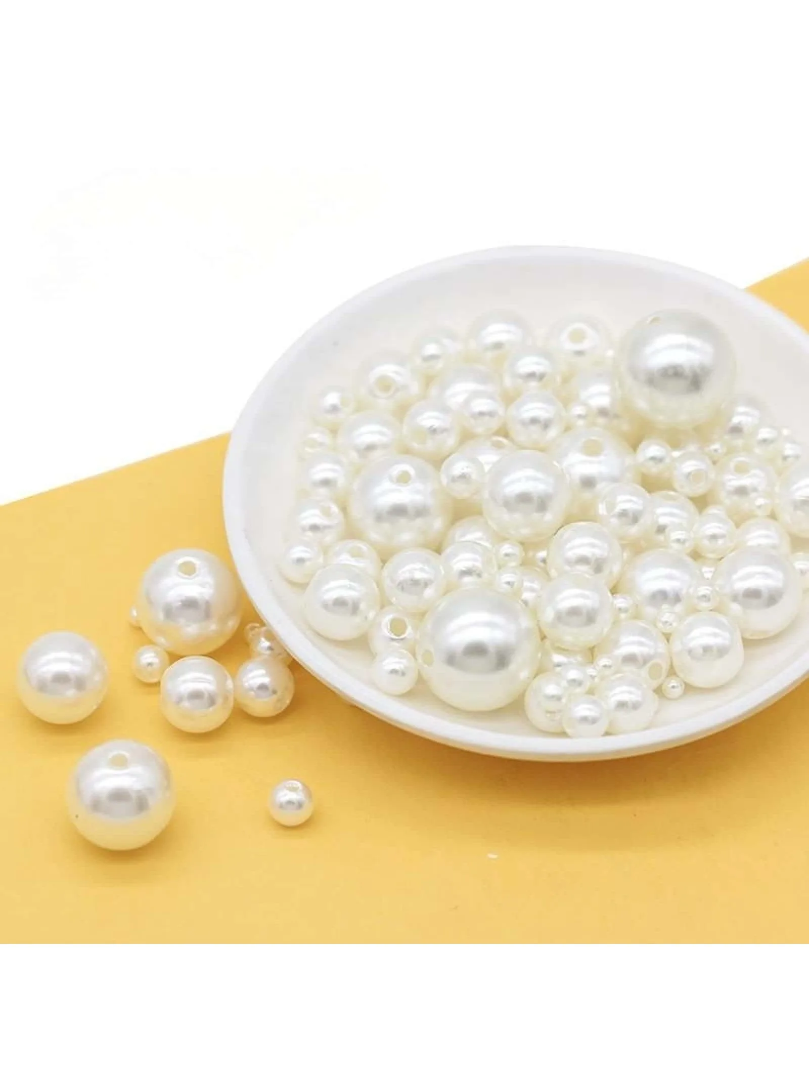 A pack of 25g 4-16mm milky white ABS bright double hole pearl imitation DIY material