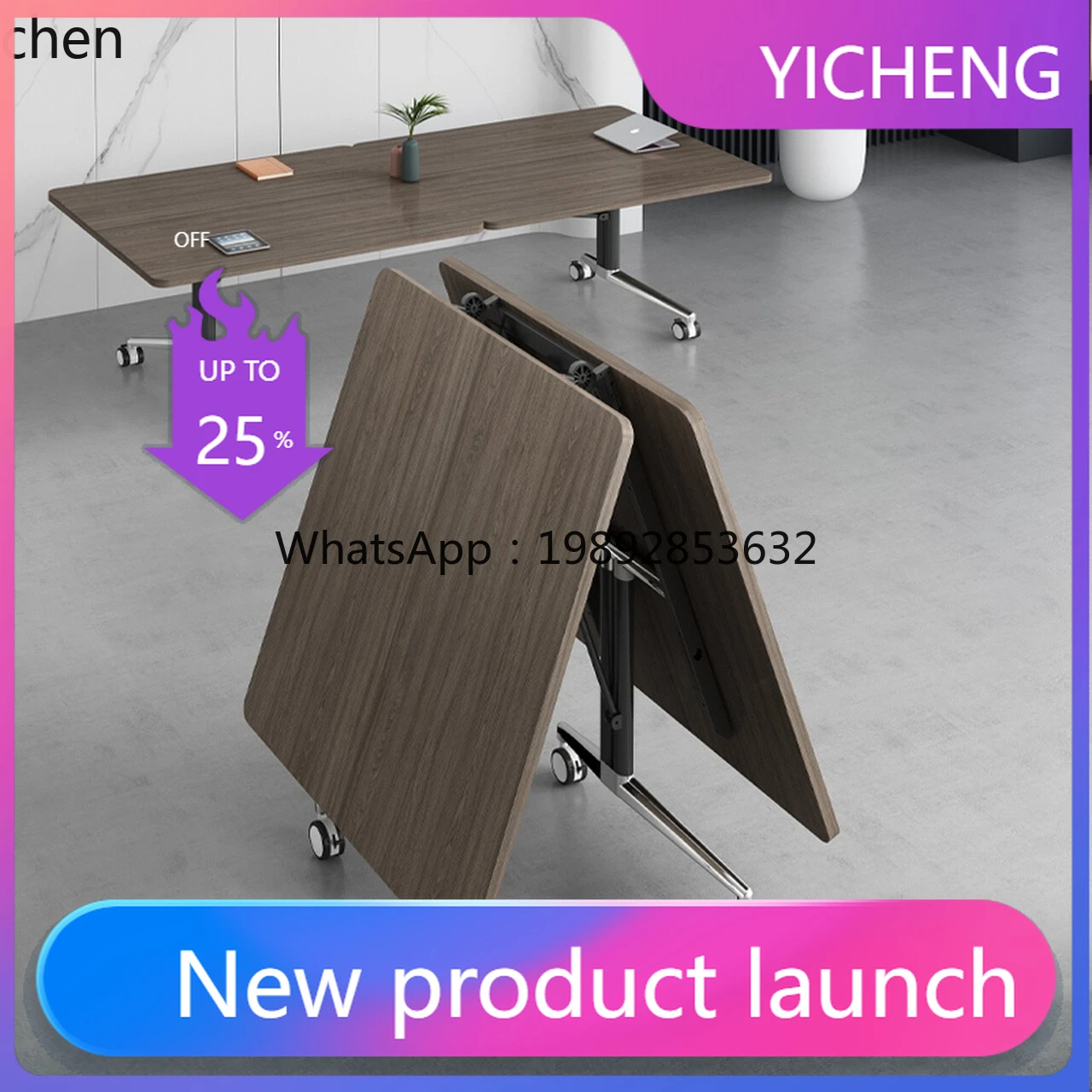 LYY  foldable conference table mobile fixed strip training table and chair desk splicing telescopic multi-function
