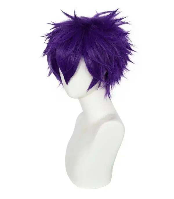 10 Inch Synthetic Short Purple Straight Men's Cosplay Wig for Halloween Christmas School Thanksgiving Day