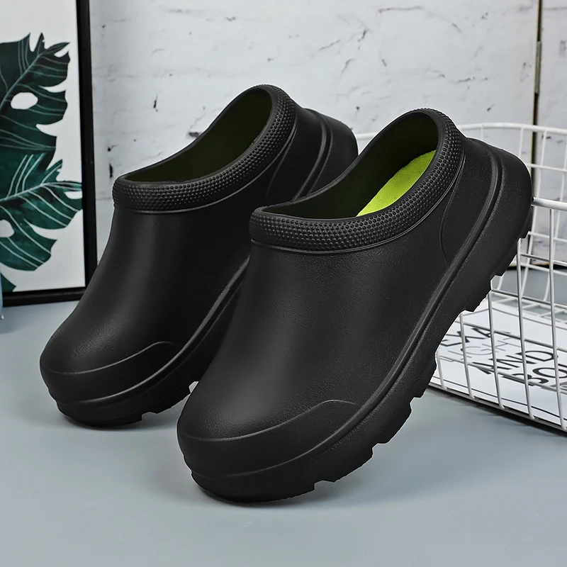 Kitchen Non Slip Chef Shoes for Men 2024 Waterproof Oil Resistant and Non Slip Work Shoes for Women Without Heels Half Slippers