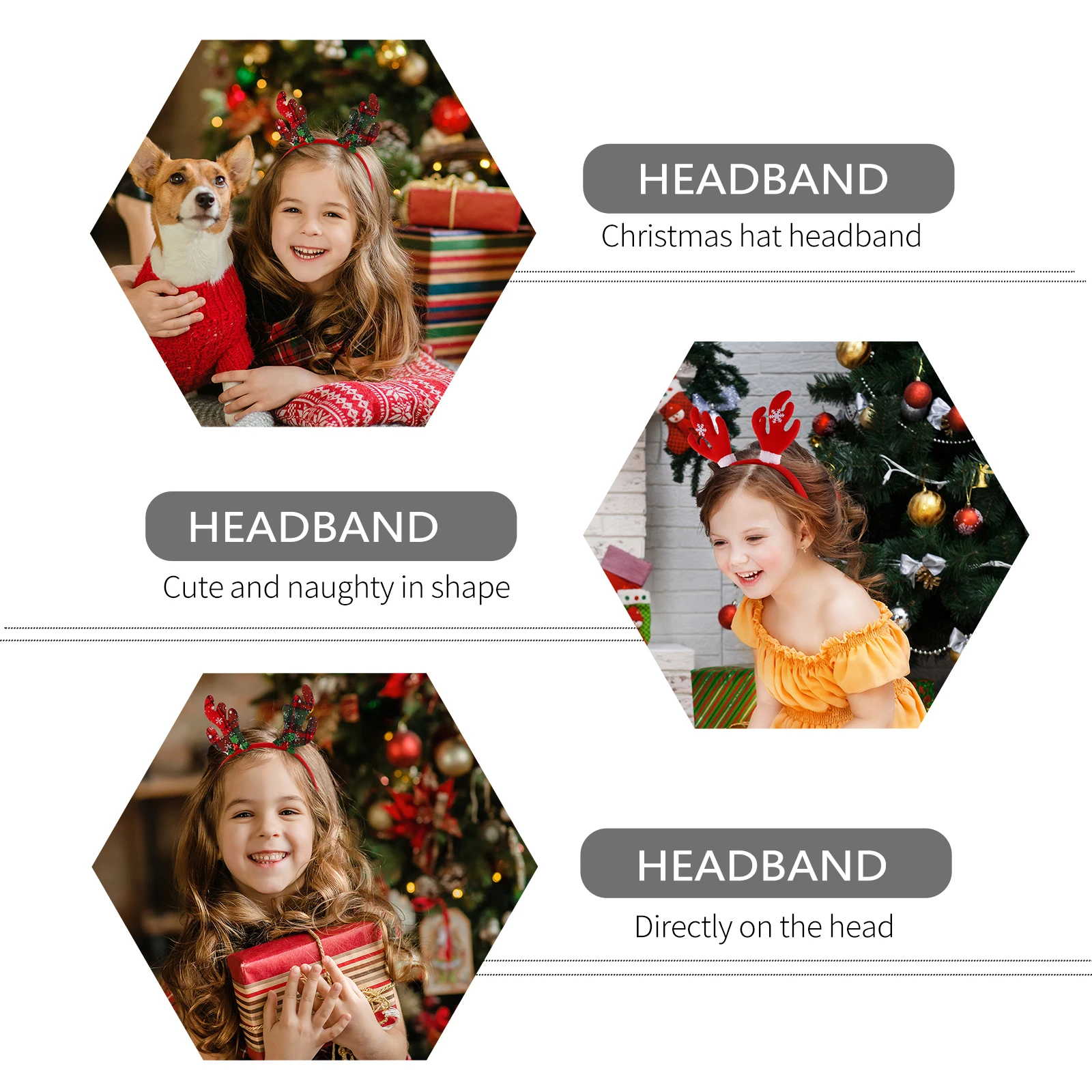 

2 Pcs Antler Headband Deer Hair Hoop Children Headbands Christmas Headdress Accessories Sequins Xmas