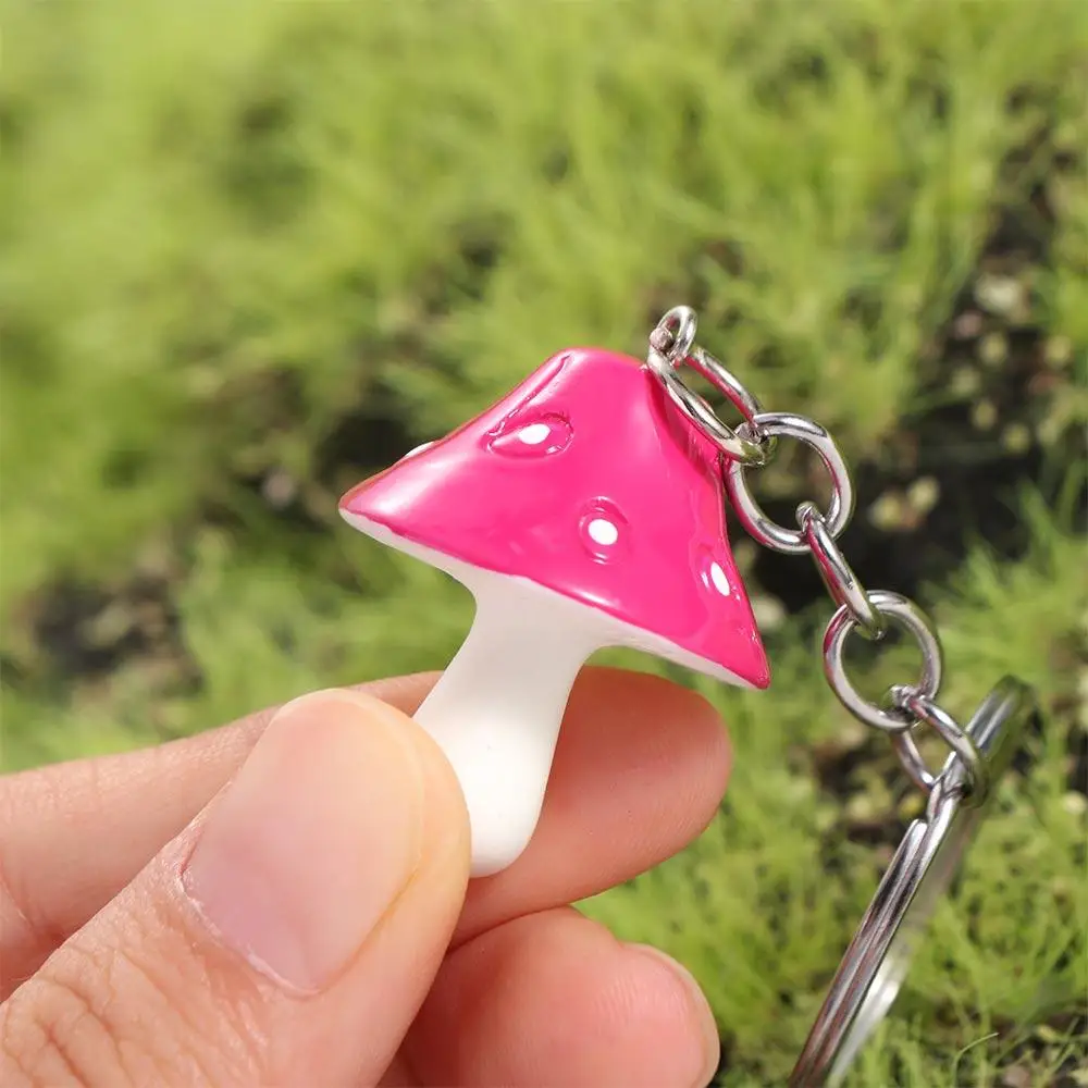 Handbag Decor Cartoon Mushroom Keychains 8 Color Creative Mushroom Pendant Resin Simulated Plant Key Ring Bag Pendant
