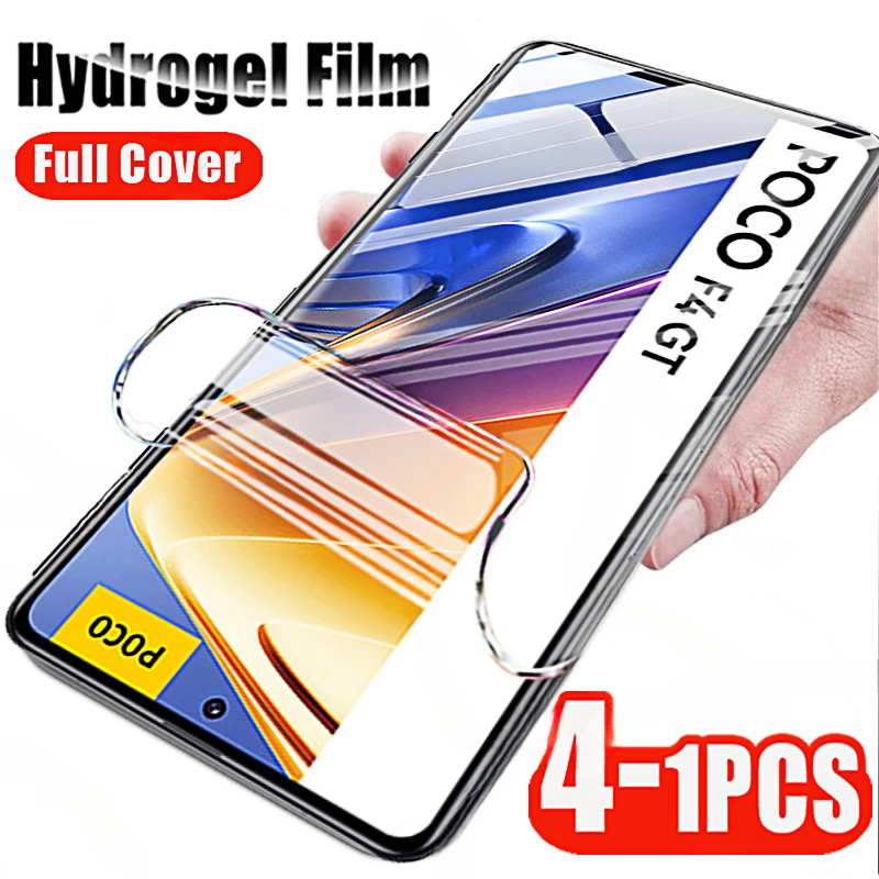 4-1pcs for Xiaomi Poco F4 F3 M4 M3 X4 X3 Pro GT NFC 5G Screen Protector HD Hydrogel Film for Xiaomi Poko F4Pro F4gt Anti-Shatter