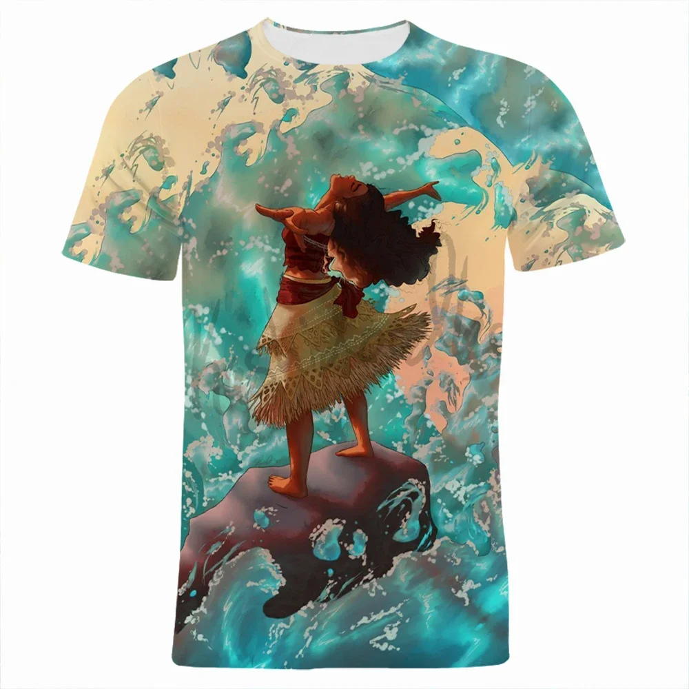 2024 Summer Movie Men\'s 3D Print T-shirts Moana Boy Girl Kids Cartoon T Shirt Short Sleeve Women Tee Tops