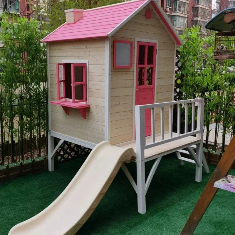 Large Game House Kindergarten Outdoor Tree House Climbing Amusement Park Slide House Playing Sand Set Children's Wooden