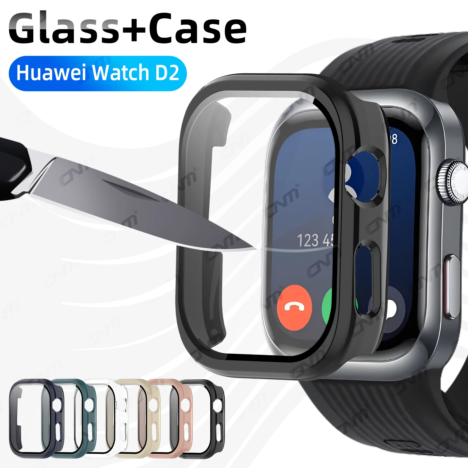 Case for Huawei Watch D2 Tempered Glass Screen Protector & Hard PC Protective Bumper Anti-scratch Cover Accessories