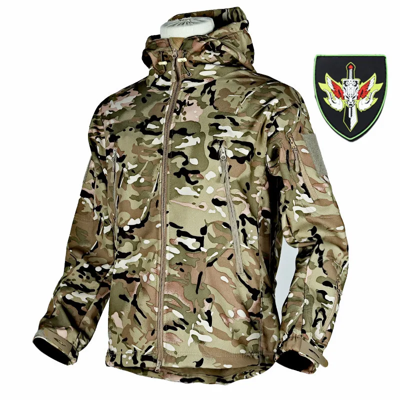 

Special Forces Winter Warmth and Thickening Tactical Training Soft Shell Hiking Outdoor Hooded Waterproof Charge Coat And Pants