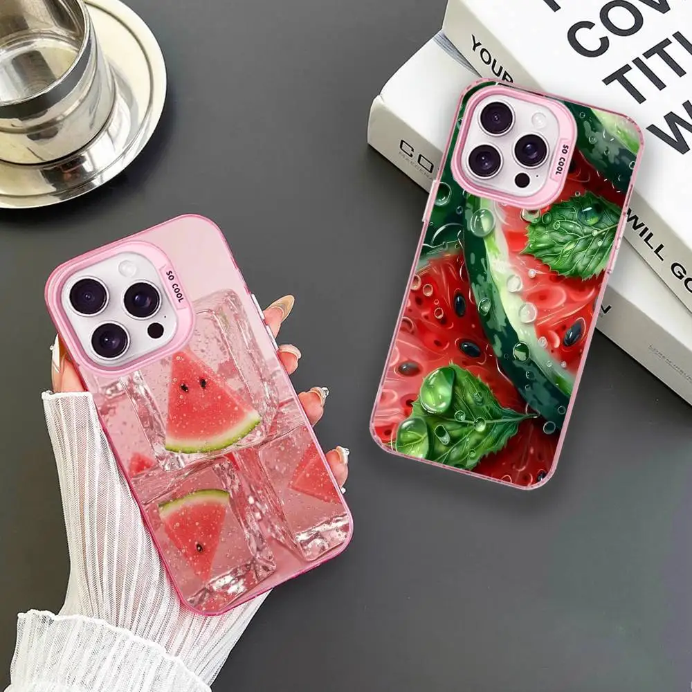 

Sweet Summer Watermelon Phone Case For iPhone 16,15,14,13,12,11,Mini,Pro,MAX Pink Matte Shockproof Cover
