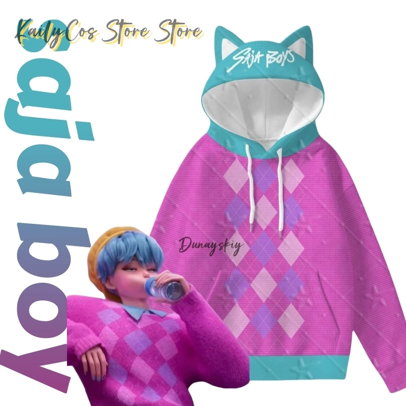 

Anime Demon Hunter KPop Baby Saja Cosplay Cartoon Tops Headwear Pink Hoodie Carnival Party Outfits Popular Funny Tops