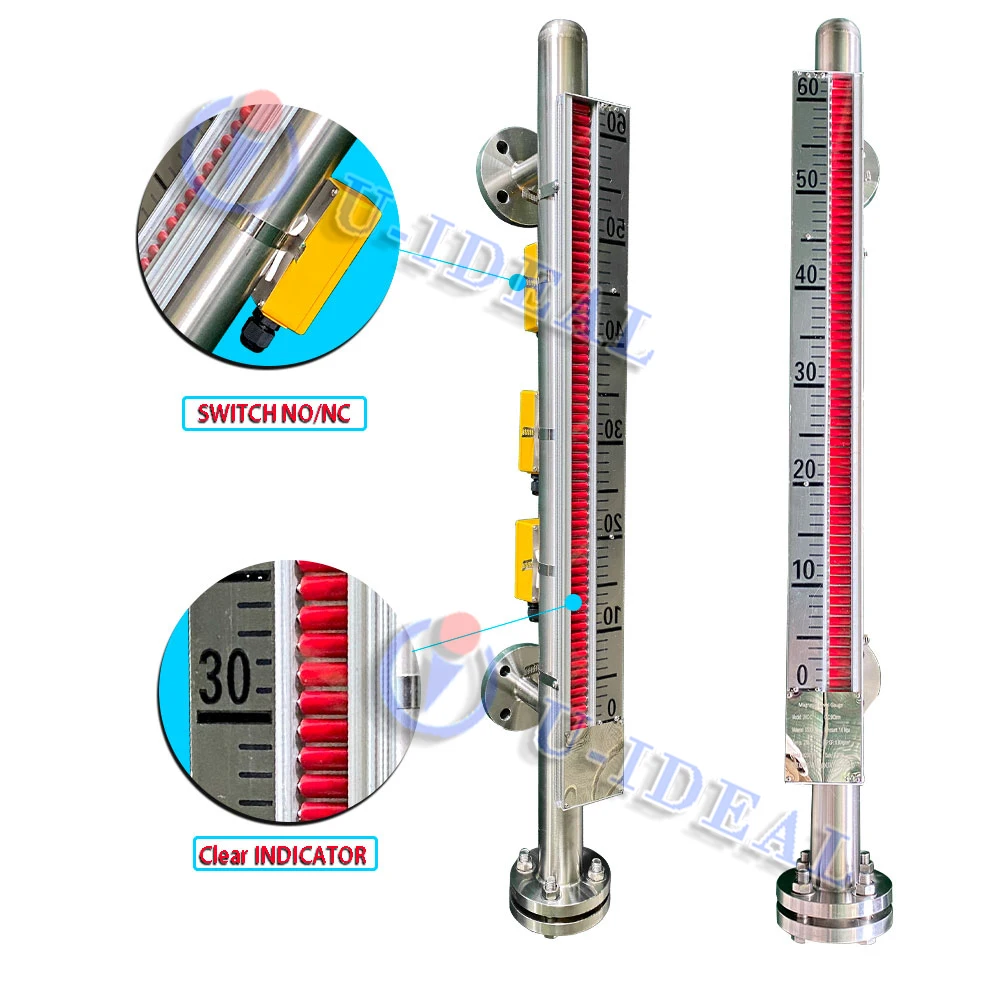 Magnetic Flap Float/Reflex Tubular Level Measuring Instrument Manufactured Liquid Water/Oil/Fuel Tank Sight Glass